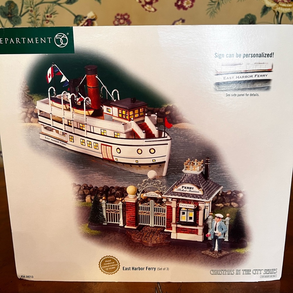Vintage 2003 Department 56 East Harbor Ferry/Terminal Bundle Set